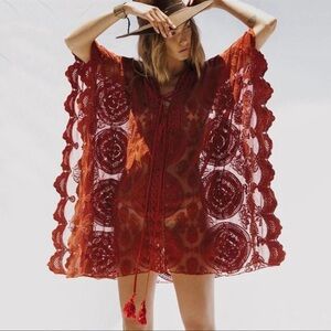 Mandala Mykonos Rust Lace kaftan